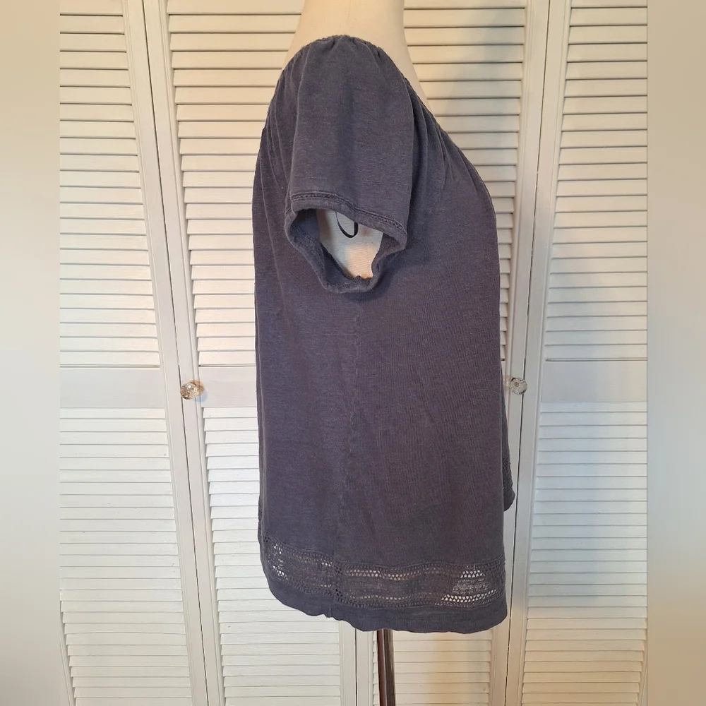 St Tropez Linen Peasant Top Blouse LG *A1 - Picture 2 of 5